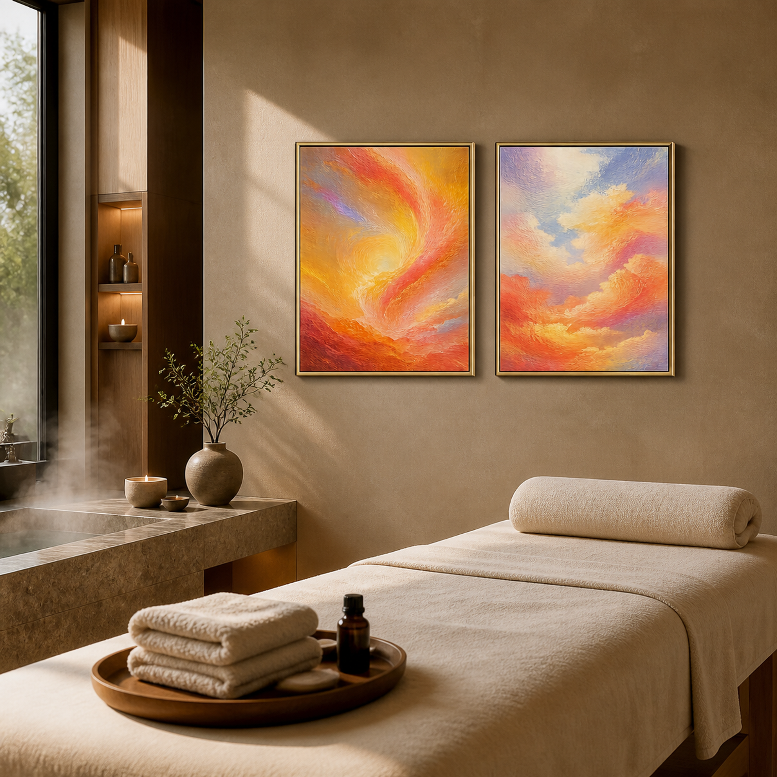 Radiant Sunset Sky Diptych