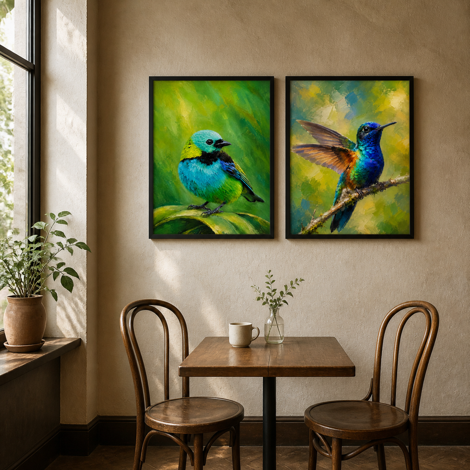 Tropical Birds In Bloom