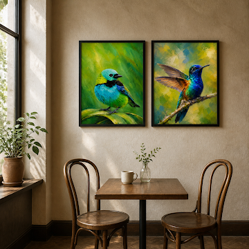 Tropical Birds In Bloom