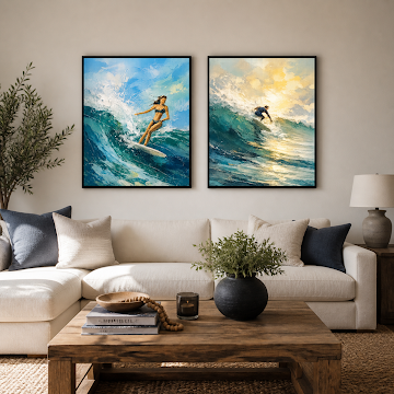 Sunlit Surfing Waves