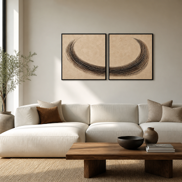Textured Zen Crescent Diptych