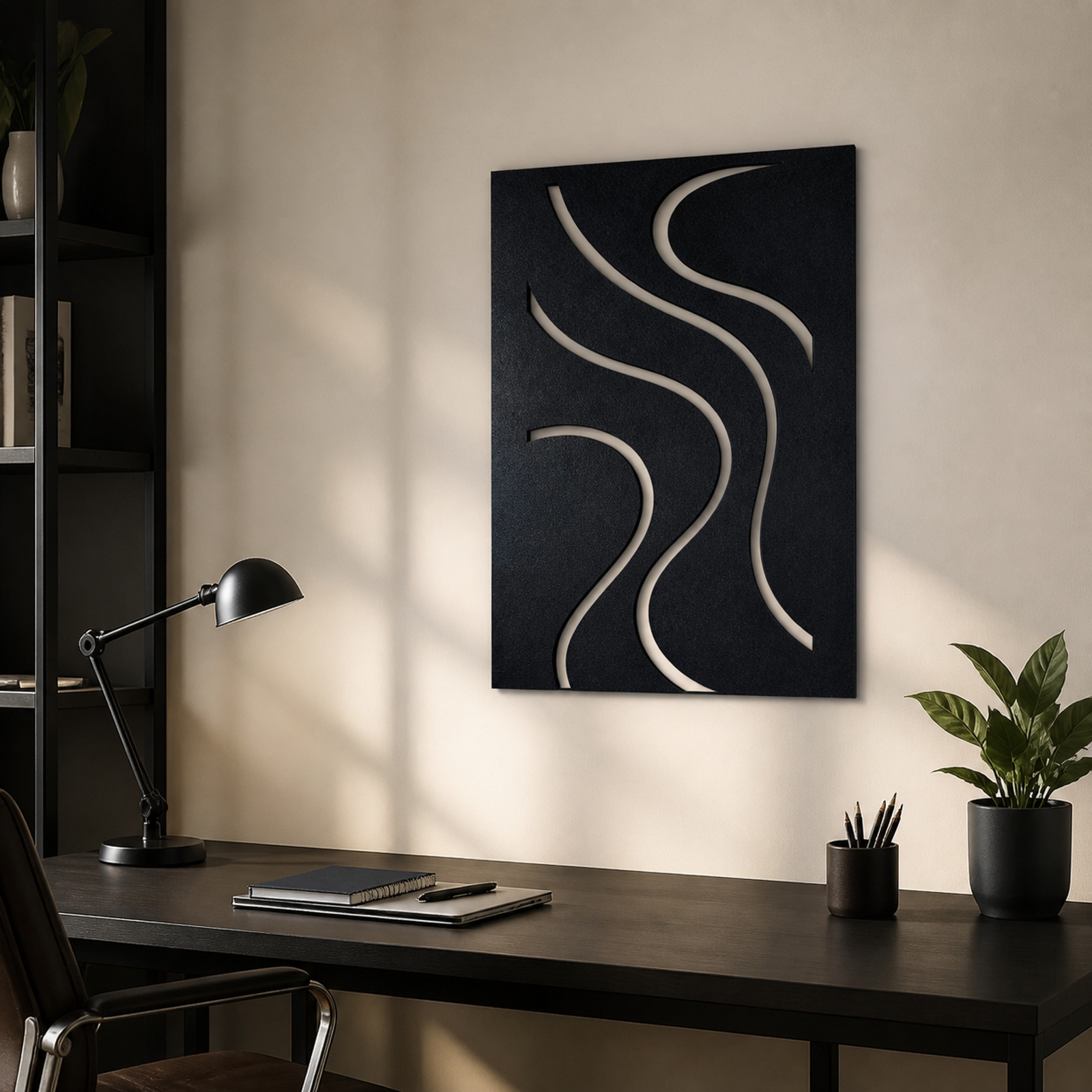 Dark Flowing Abstract, Black