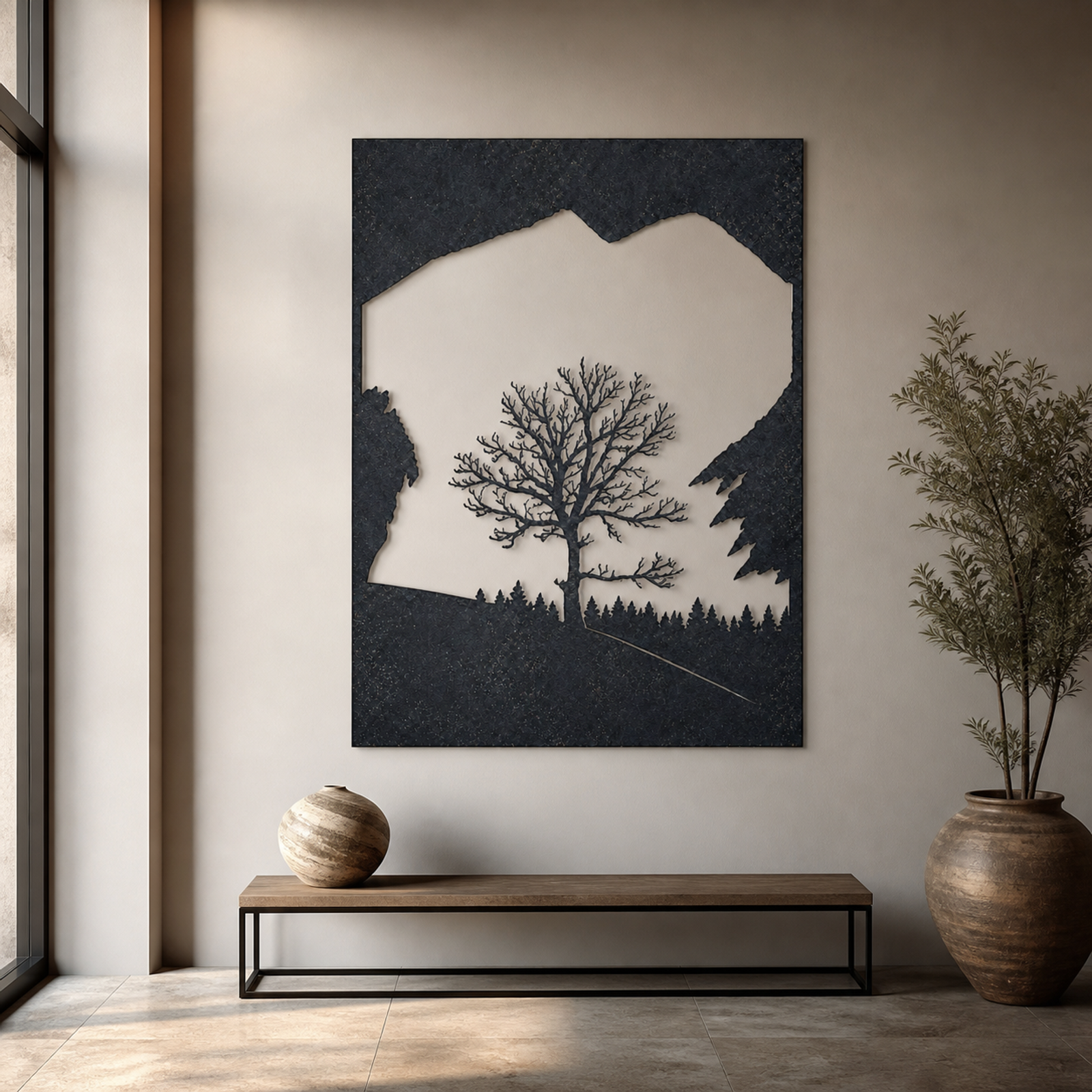 Moonlit Mountain Tree, Black 