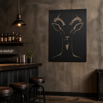 Bold Modern Goat Portrait, Black