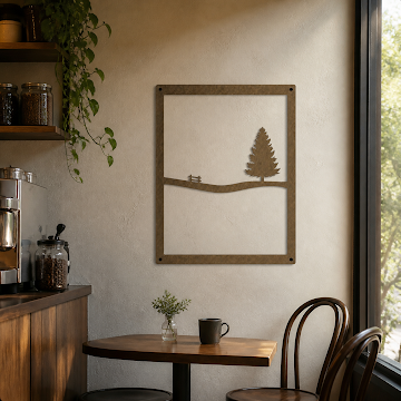 Rustic Pine Window View, Bronze 