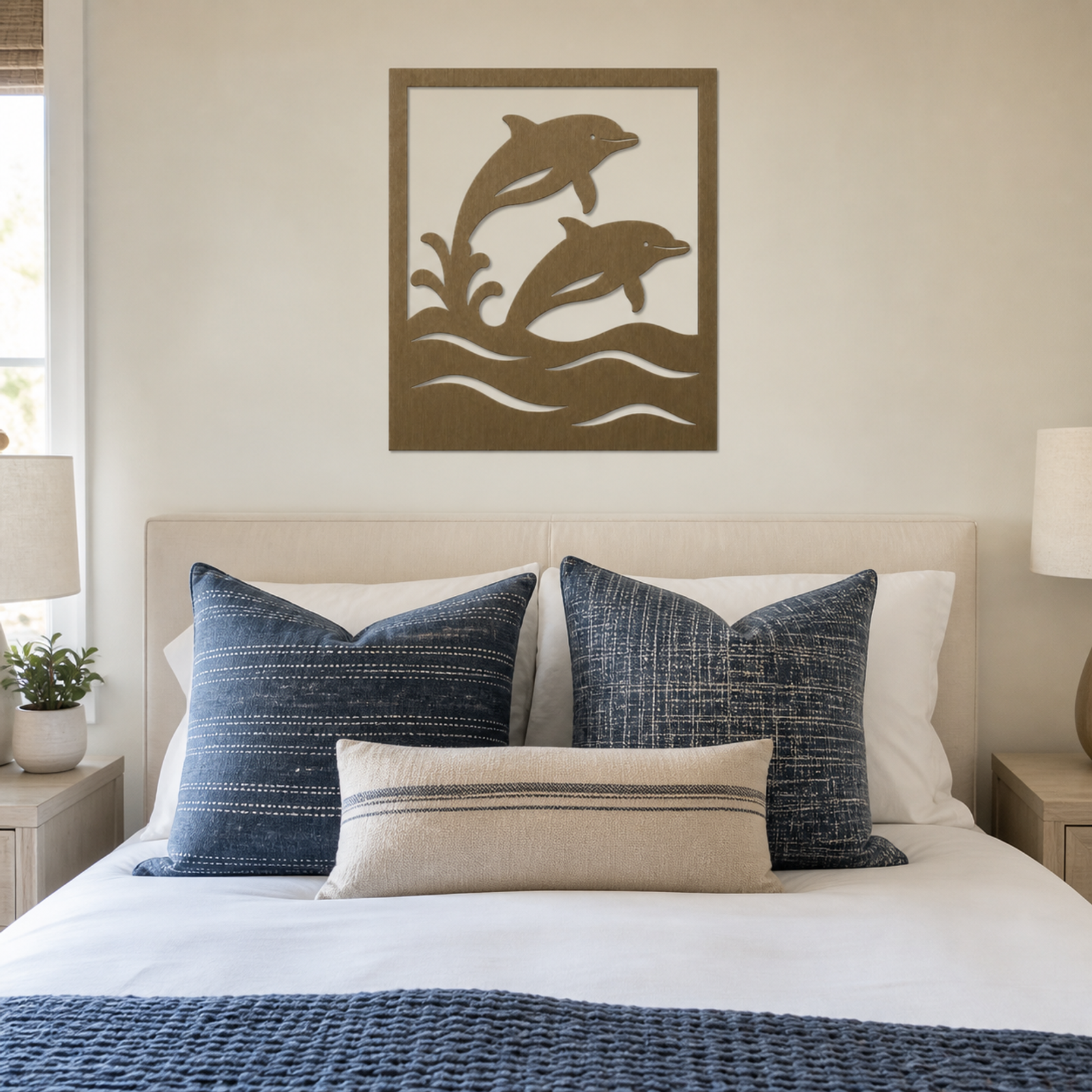 Rustic Dolphin Wave Duo, Bronze 
