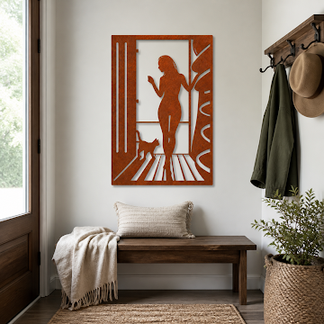 Woman And Cat, Rust Patina