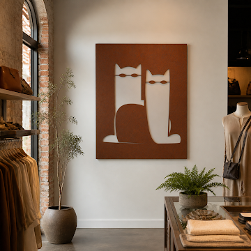 Modern Cat Pair, Rust Patina
