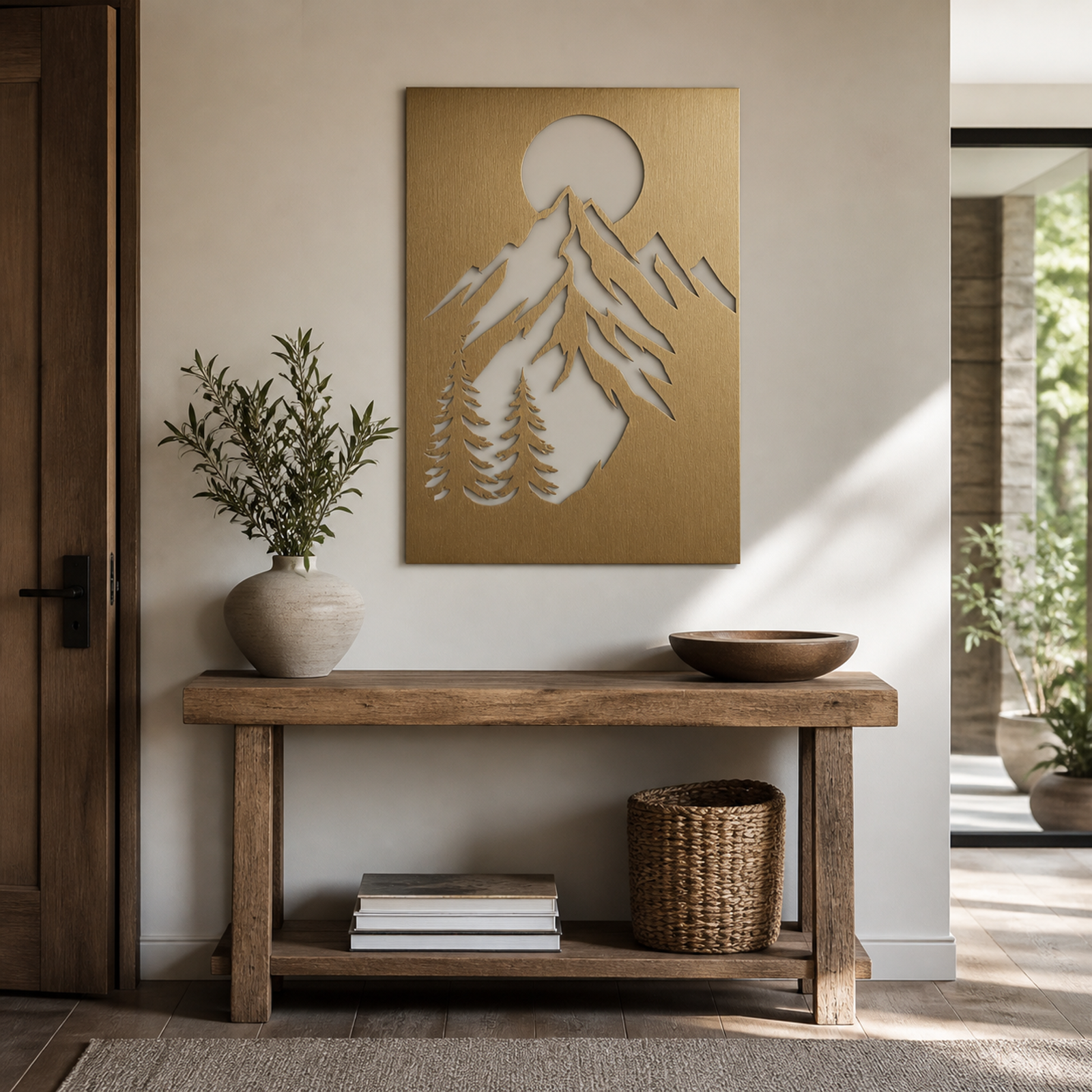 Rustic Mountain Moonrise, Bronze 