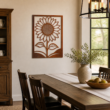 Sunflower Cutout Wall Art, Rust Patina