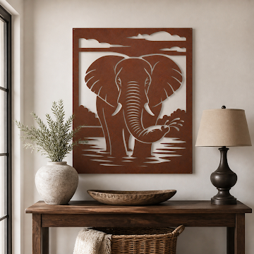 Elephant Waterscape, Rust Patina