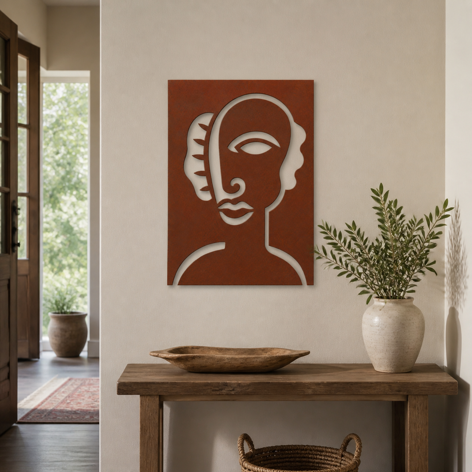 Terracotta Abstract Portrait, Rust Patina 