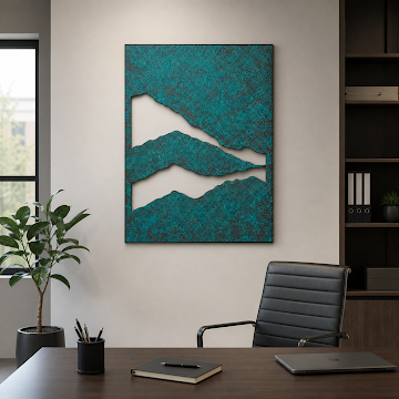 Vertical Strata Abstract, Verdigris Patina