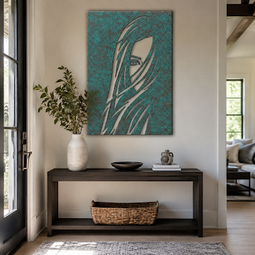 Veiled Gaze Portrait, Verdigris Patina