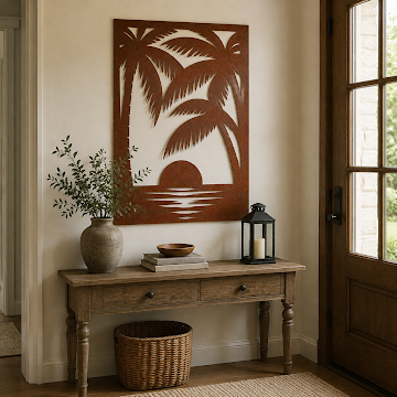 Tropical Sunset Palms, Rust Patina