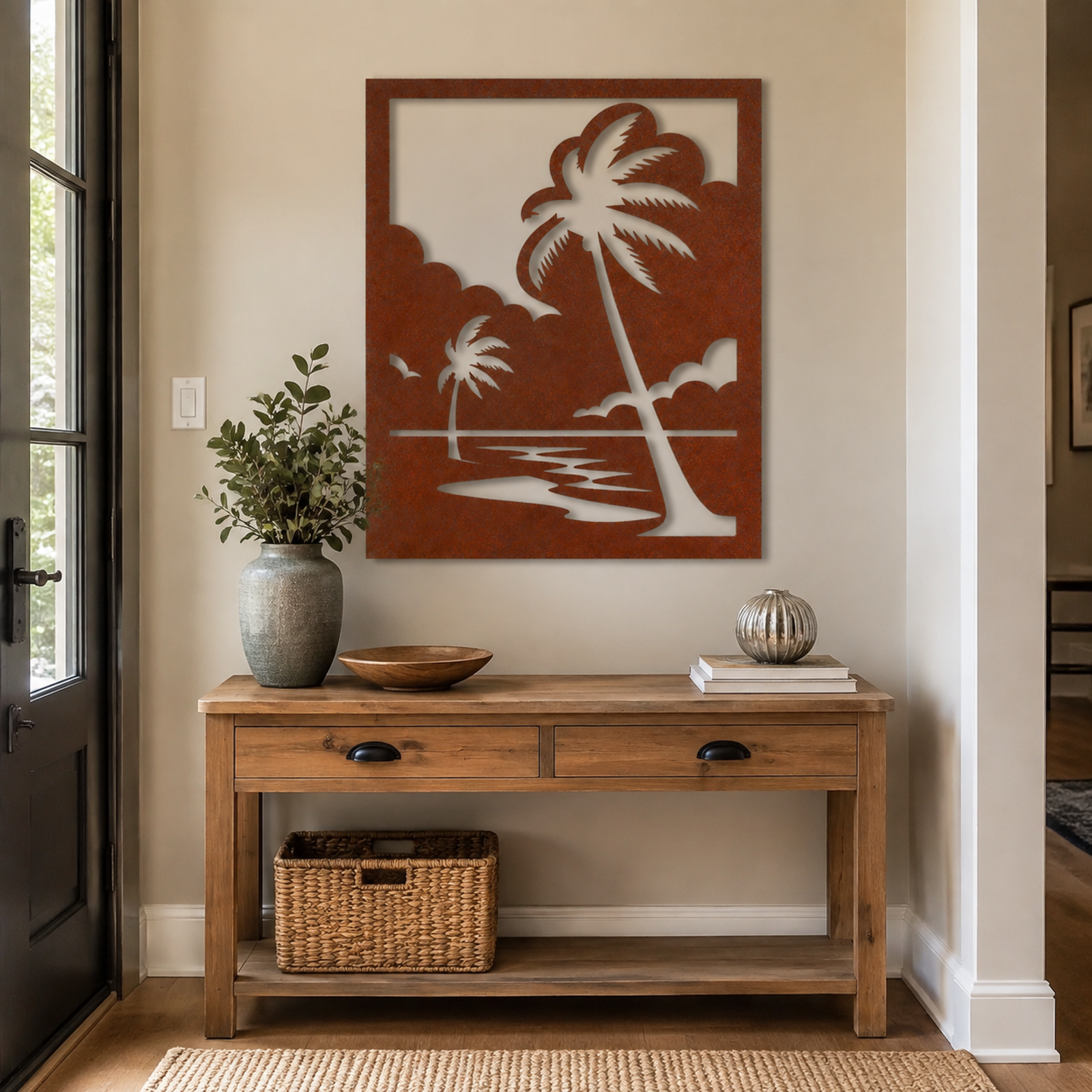 Tropical Palm Sunset, Rust Patina