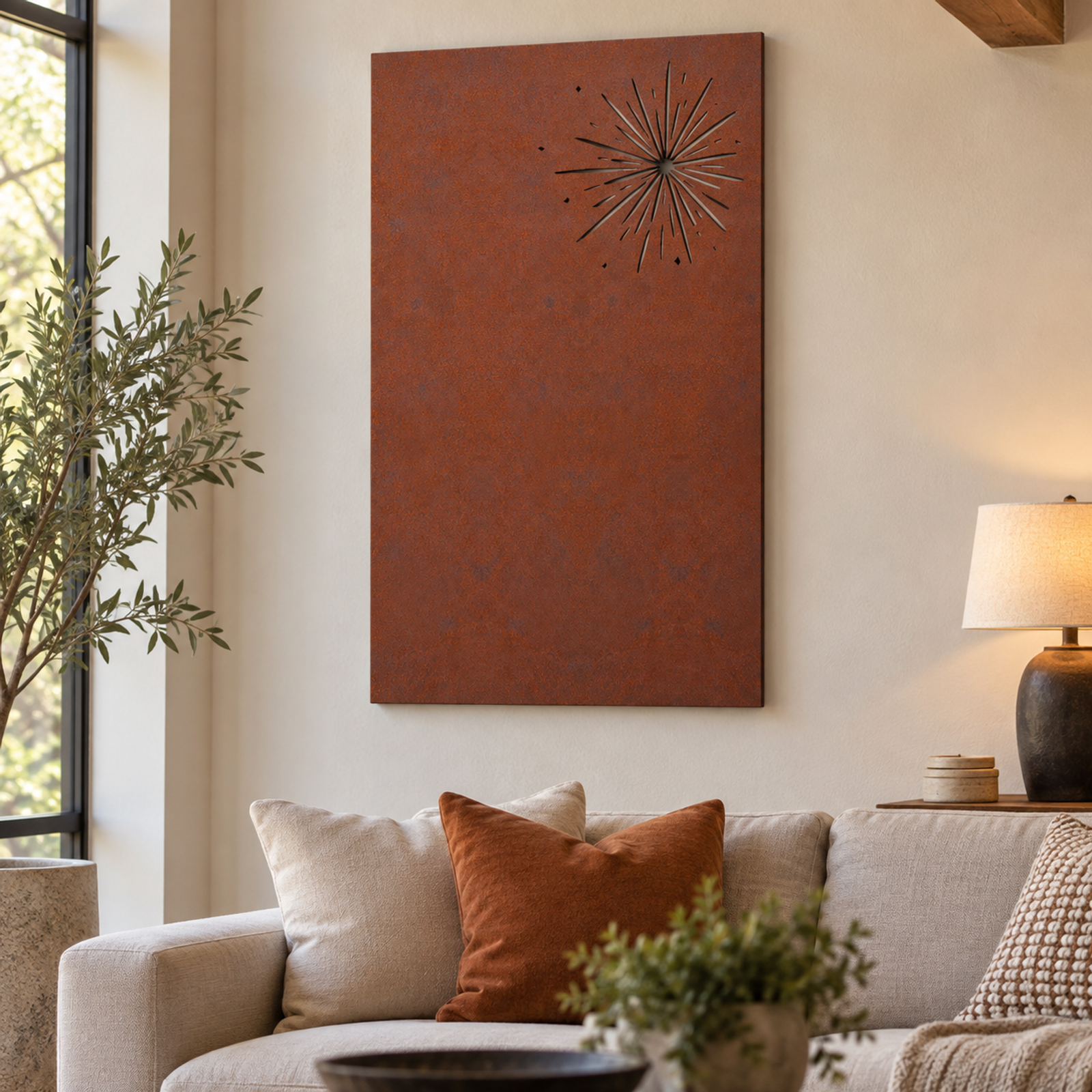 Burnished Rust Ornamental Canvas, Rust Patina