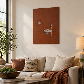 Swan Reflections, Rust Patina