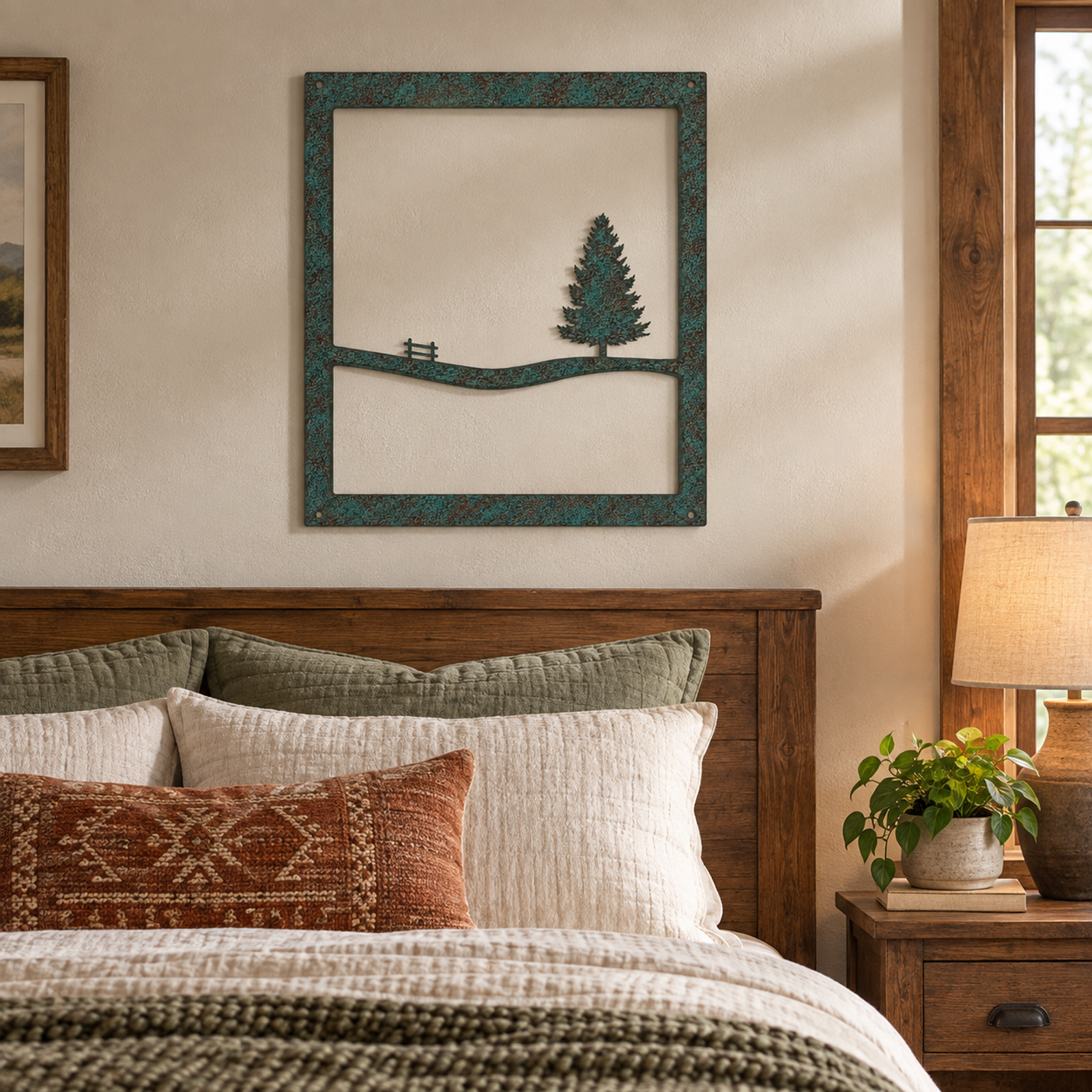 Vertical Pine Nightscape, Verdigris Patina