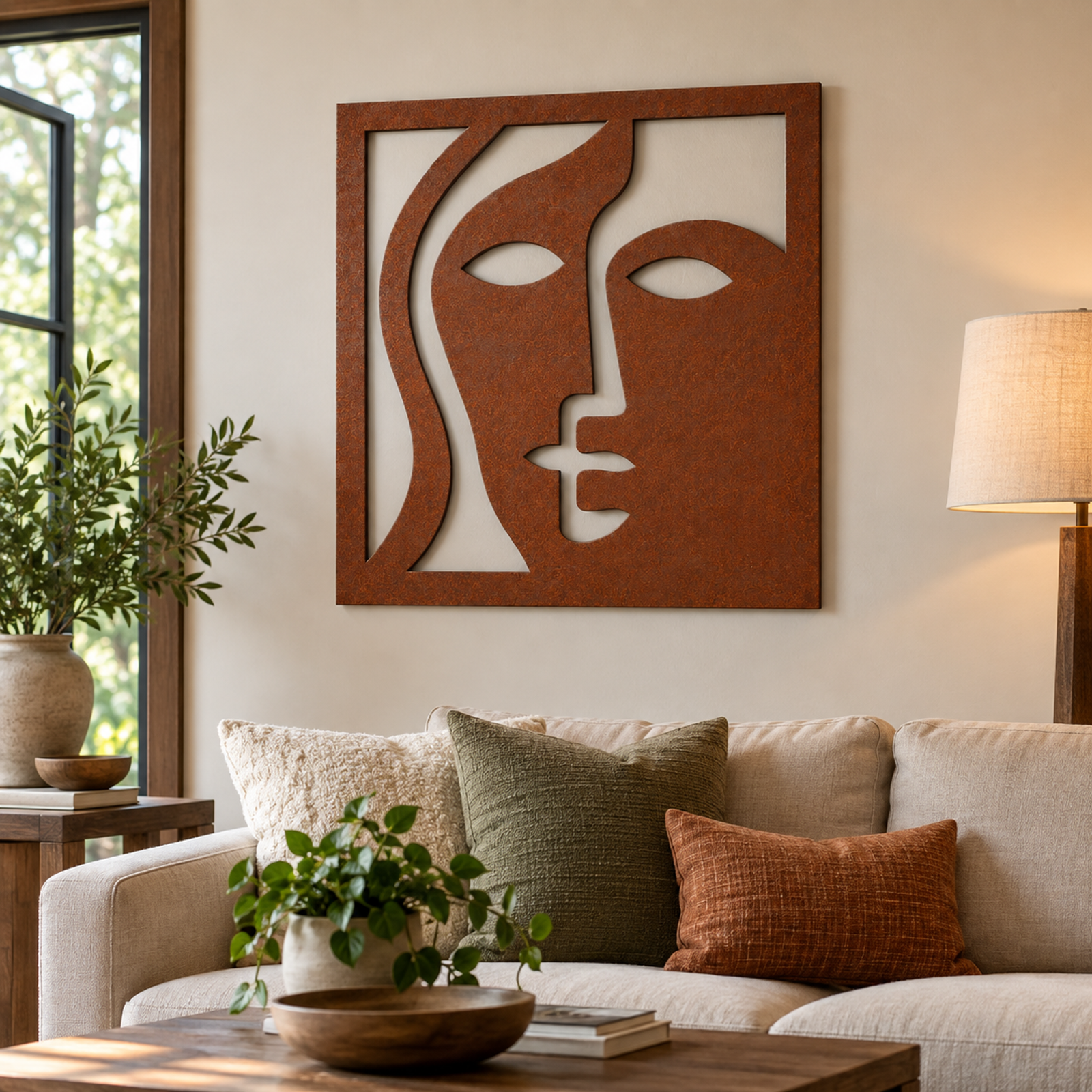 Toned Abstract Faces, Rust Patina 
