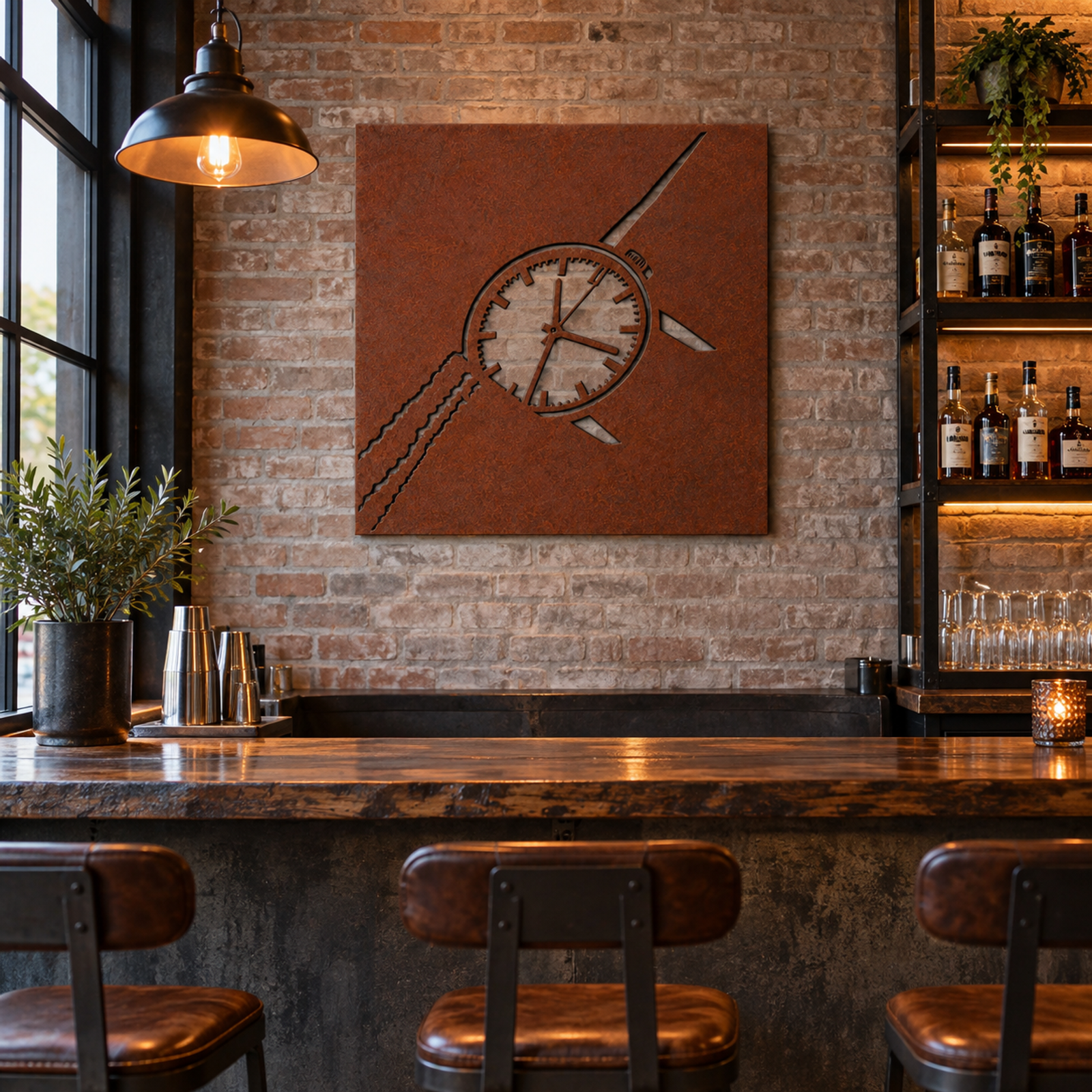 Compass Clock, Rust Patina 