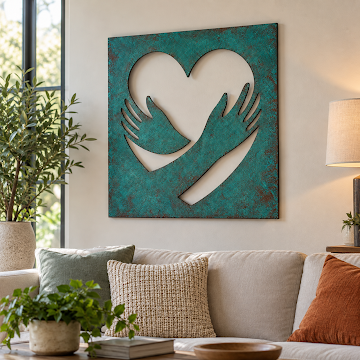 Hands of Heart, Verdigris Patina