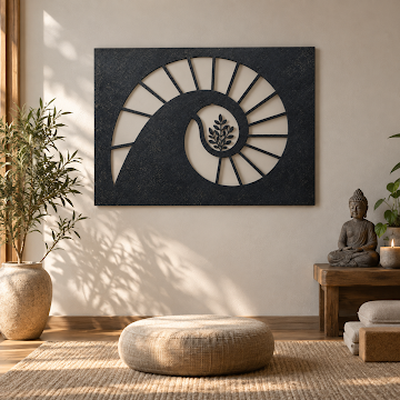 Monochrome Spiral Botanical, Black