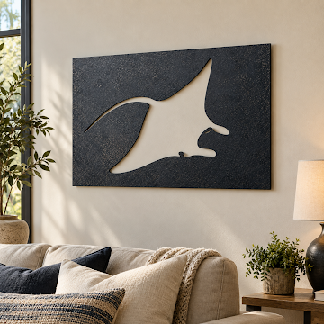 Minimalist Manta Ray, Black 