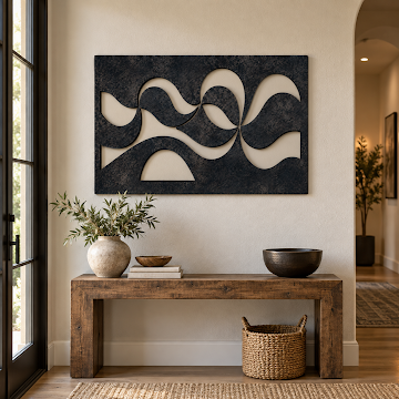 Flow Sculptural Abstract, Black 