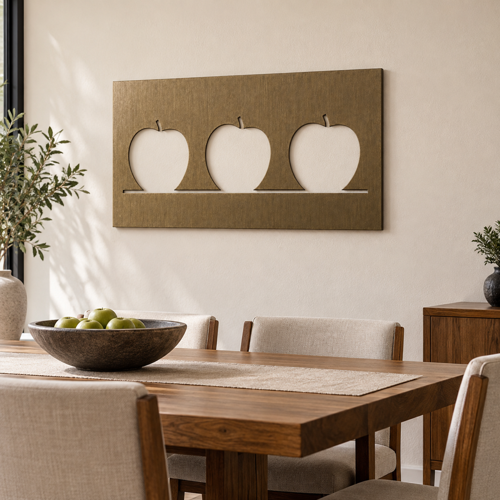 Minimalist Apple Trio, Bronze 
