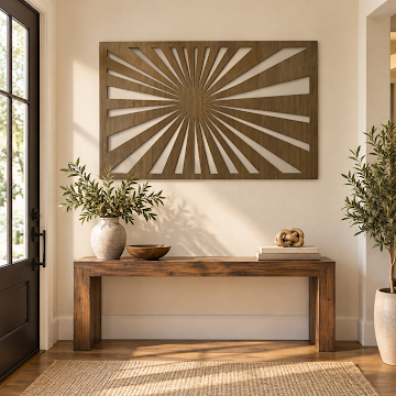 Midnight Sunburst on Wood, Bronze