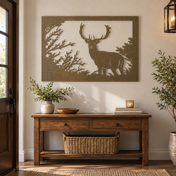 Wide Woodland Stag, Bronze