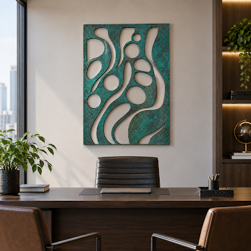 Vertical Organic Abstract, Verdigris Patina