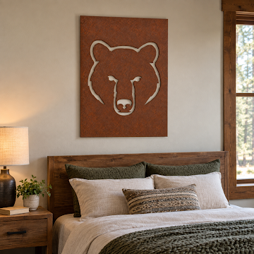 Bear Portrait Canvas, Rust Patina 