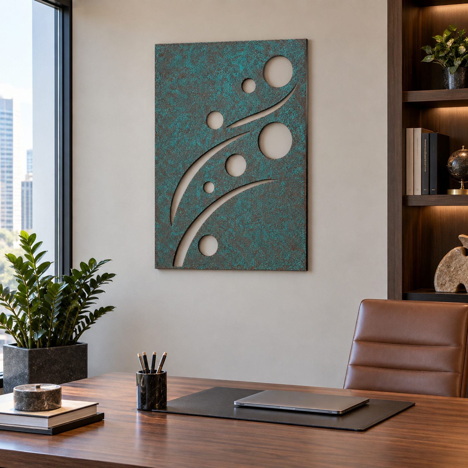 Vertical Orbit Abstract, Verdigris Patina 
