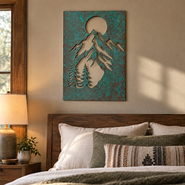 Moonlit Mountain Vista, Verdigris Patina
