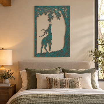 Woodland Deer Silhouette, Verdigris Patina