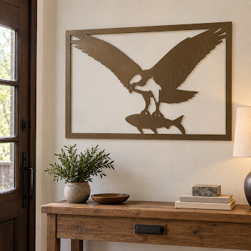 Woodgrain Eagle and Fish, Bronze