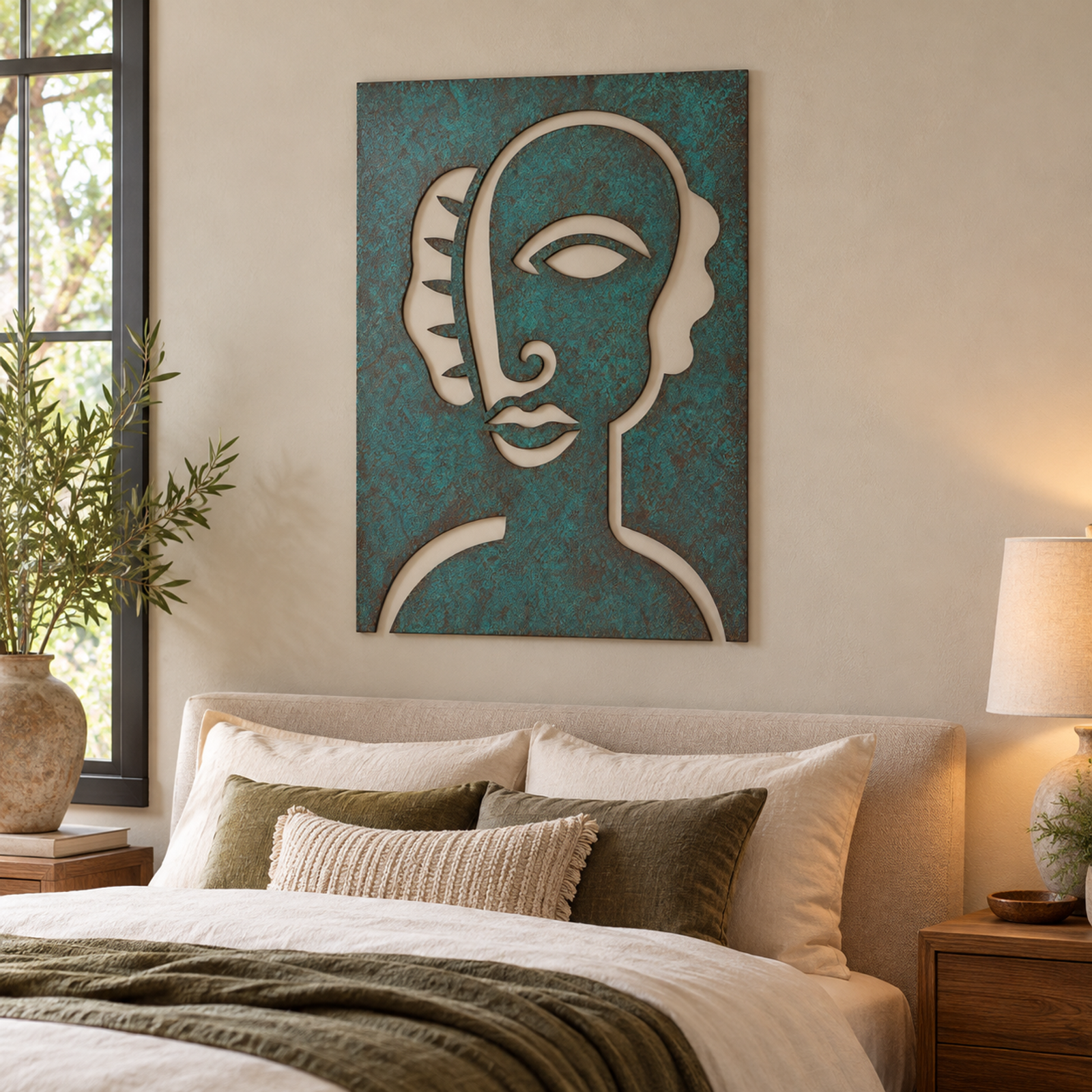 Abstract Muse Portrait, Verdigris Patina 