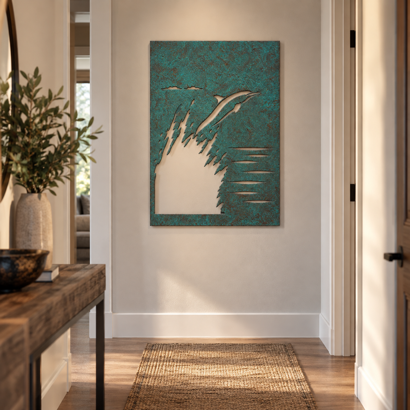 Soaring Bird Abstract, Verdigris Patina