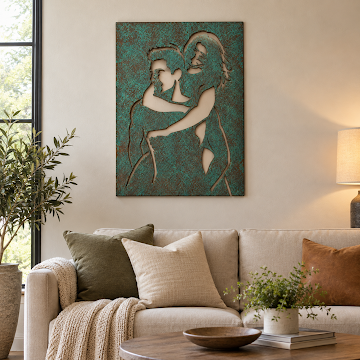 Vertical Embrace Portrait, Verdigris Patina