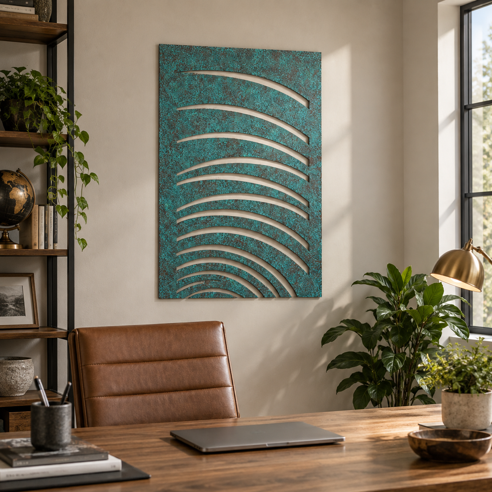Vertical Arc Abstract, Verdigris Patina