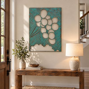 Vertical Turquoise Balloon Bouquet, Verdigris Patina