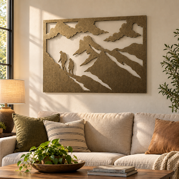 Gilded Mountain Hikers Panorama, Bronze 