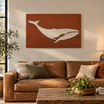 Whale Silhouette, Rust Patina 